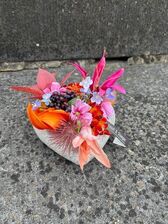 zijdenbloemstuk nr 1 : mini stenenhartje